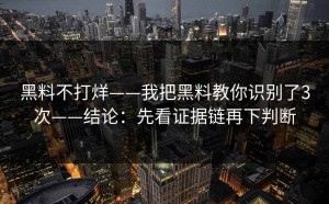 黑料不打烊——我把黑料教你识别了3次——结论：先看证据链再下判断