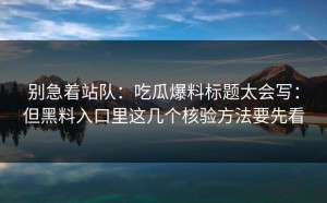 别急着站队：吃瓜爆料标题太会写：但黑料入口里这几个核验方法要先看