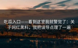 吃瓜入口——看到这里我就警觉了：关于网红黑料，我把误导点理了一遍