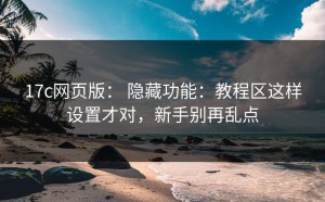 17c网页版： 隐藏功能：教程区这样设置才对，新手别再乱点