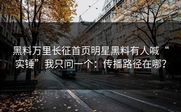 黑料万里长征首页明星黑料有人喊“实锤”我只问一个：传播路径在哪？