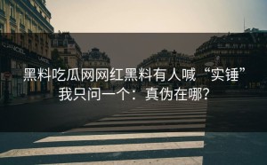 黑料吃瓜网网红黑料有人喊“实锤”我只问一个：真伪在哪？