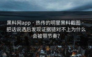 黑料网app · 热传的明星黑料截图 · 把话说透后发现证据链对不上为什么会被带节奏？