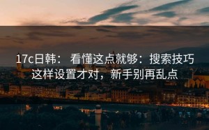 17c日韩： 看懂这点就够：搜索技巧这样设置才对，新手别再乱点