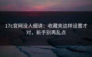 17c官网没人细讲：收藏夹这样设置才对，新手别再乱点