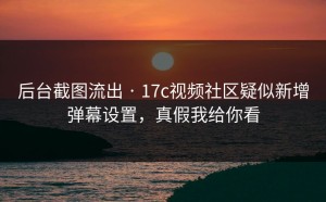 后台截图流出 · 17c视频社区疑似新增弹幕设置，真假我给你看