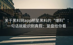 关于黑料网app明星黑料的“爆料”：一句话就能识别真假：复盘给你看