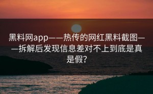 黑料网app——热传的网红黑料截图——拆解后发现信息差对不上到底是真是假？