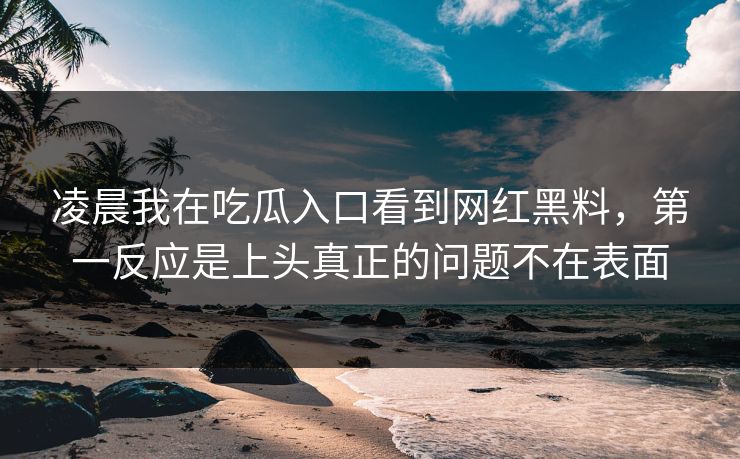 凌晨我在吃瓜入口看到网红黑料，第一反应是上头真正的问题不在表面
