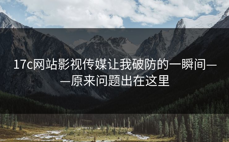 17c网站影视传媒让我破防的一瞬间——原来问题出在这里