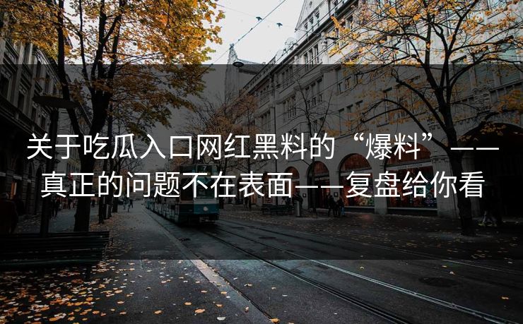 关于吃瓜入口网红黑料的“爆料”——真正的问题不在表面——复盘给你看