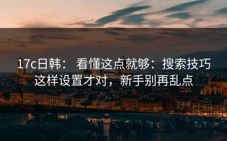17c日韩： 看懂这点就够：搜索技巧这样设置才对，新手别再乱点